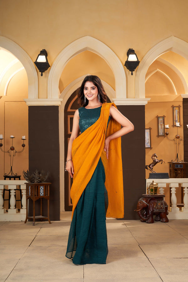 Sunset Glory Snap-On Saree